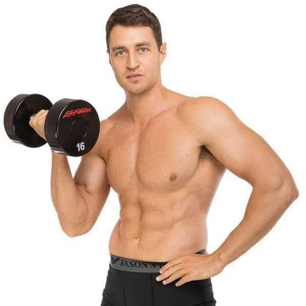 Гантель цельная профессиональная с полиуретановым покрытием LIFE FITNESS SC-80081-16 1шт 16кг черный-красный SC-80081-16 фото