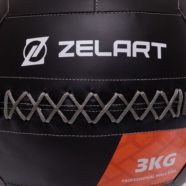 Мяч набивной медицинский для кроссфита WALL BALL Zelart TA-7822-3 вес-3кг черный TA-7822-3 фото