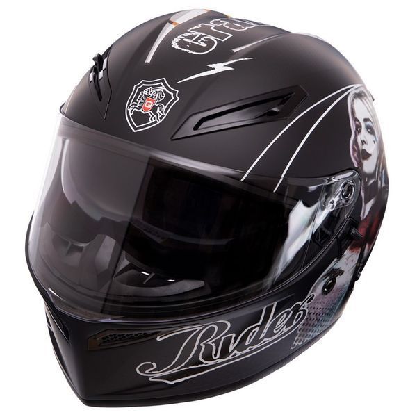 Мотошлем интеграл (full face) QKE HARLEY QUINN Rider Crazy Girl M-9545 M-XL черный-белый L M-9545 фото