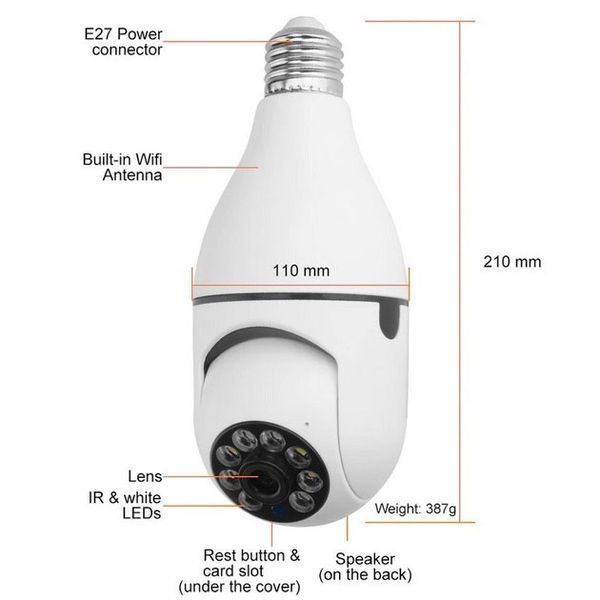 Камера видеонаблюдения лампочка CAM L1 E27 WIFI IP 360/90 поворотная ws87471 фото