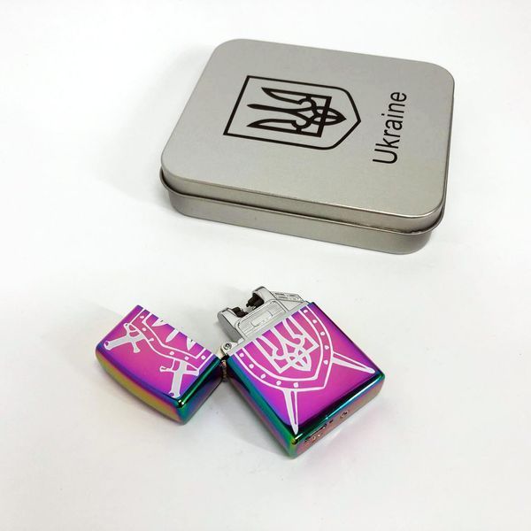 Дугова електроімпульсна запальничка USB Україна металева коробка HL-446. Колір: хамелеон ws16172 фото