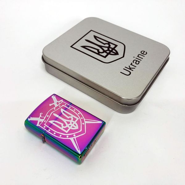 Дугова електроімпульсна запальничка USB Україна металева коробка HL-446. Колір: хамелеон ws16172 фото