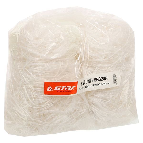 Сетка на ворота футбольные в комплекте из 2 штук STAR SN320H 7,5x2,5x1,48х2,5м 2шт белый SN320H фото