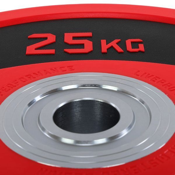 Бамперні диски поліуретанові Bumper Plates LiveUp LP8027-25 o50.5мм 25кг червоний-чорний LP8027-25 фото