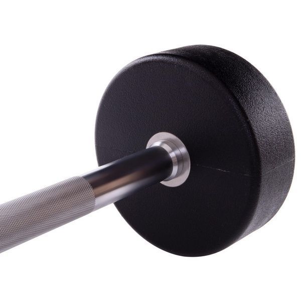 Штанга неразборная с фиксированным весом прямая полиуретановая Zelart Urethane Barbell TA-2689-35 длина-110см 35кг черный-салатовый TA-2689-35 фото
