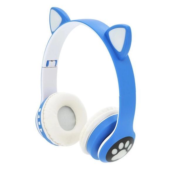 Беспроводные наушники с кошачьими ушками и RGB подсветкой Cat VZV 23M. Цвет: синий ws53257-3 фото