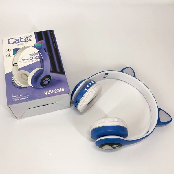 Беспроводные наушники с кошачьими ушками и RGB подсветкой Cat VZV 23M. Цвет: синий ws53257-3 фото