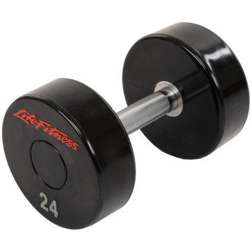 Гантель цільна професійна з поліуретановим покриттям LIFE FITNESS SC-80081-24 1шт 24кг чорний-червоний SC-80081-24 фото