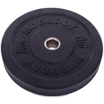 Бамперные диски резиновые Bumper Plates MDbuddy TA-2676-15 51мм 15кг черный TA-2676-15 фото