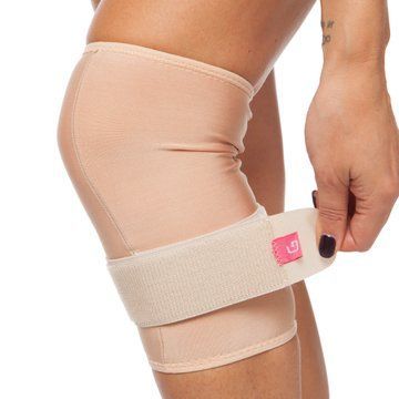 Наколенник спортивный эластичный компрессионный с фиксирующим ремнем GRANDE GS-440 S-XL 1шт бежевый GS-440 фото
