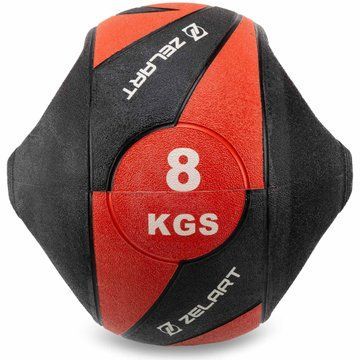 Медбол мяч медицинский двуручный с хватами Record FI-5111-8 8кг черный-красный FI-5111-8 фото