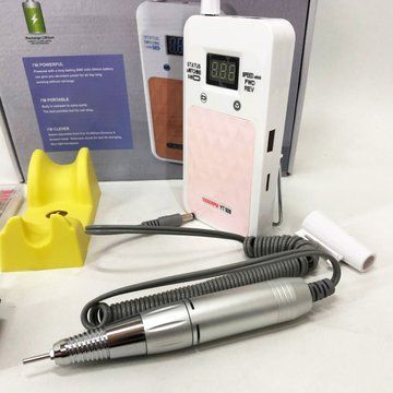 Портативный Фрезер для ногтей Nail Drill YT-928 аккумуляторный с индикатором заряда на 35 000 оборотов. Цвет: белый ws79382 фото