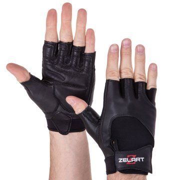 Перчатки спортивные кожаные Zelart SB-161556 S-XXL черный XL SB-161556 фото