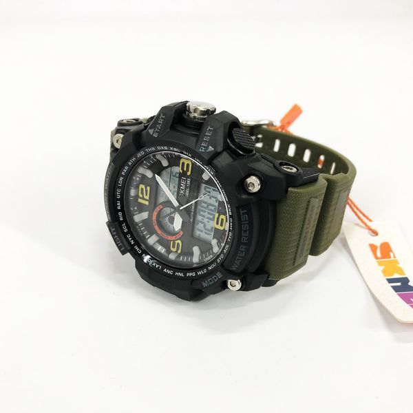 Часы наручные мужские SKMEI 1283AG ARMY GREEN, армейские часы противоударные. Цвет: зеленый ws28574 фото