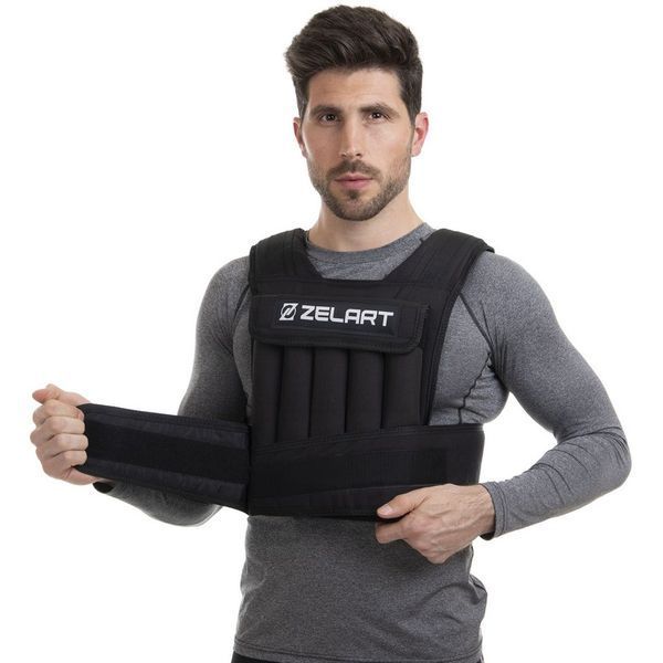 Жилет утяжелитель с регулируемым весом Zelart WEIGTH VEST FI-2630-20 вес-2-20 кг черный FI-2630-20 фото