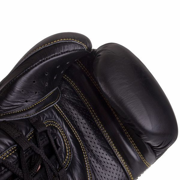 Перчатки боксерские на шнуровке кожаные UFC PRO Prem Lace Up UHK-75047 18унций черный UHK-75047 фото