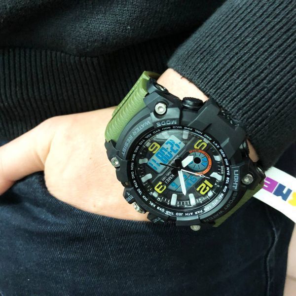 Часы наручные мужские SKMEI 1283AG ARMY GREEN, армейские часы противоударные. Цвет: зеленый ws28574 фото