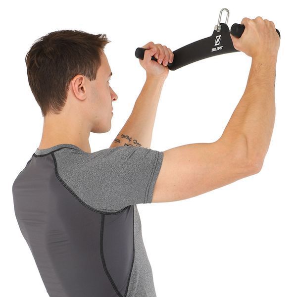 Рукоятка для тяги із середнім хватом Mide Grip нековзне покриття Zelart TA-9632 53см чорний TA-9632 фото