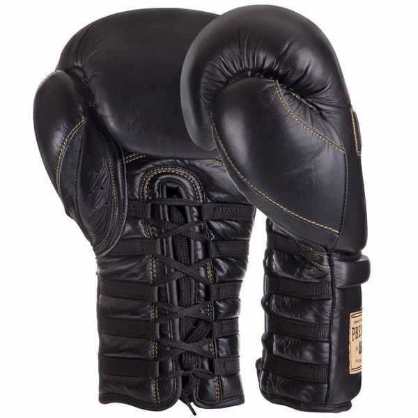 Перчатки боксерские на шнуровке кожаные UFC PRO Prem Lace Up UHK-75047 18унций черный UHK-75047 фото