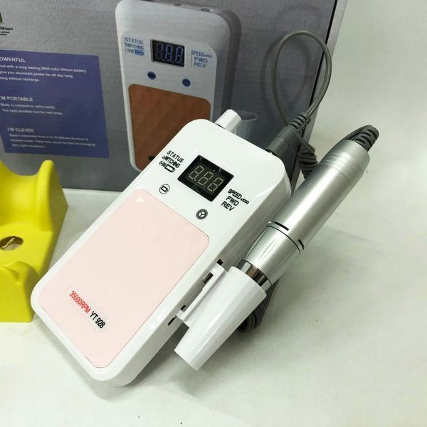 Портативний фрезер для нігтів Nail Drill YT-928 акумуляторний з індикатором заряду на 35 000 оборотів. Колір: білий ws79382 фото
