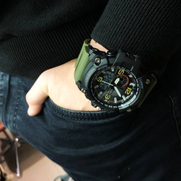 Часы наручные мужские SKMEI 1283AG ARMY GREEN, армейские часы противоударные. Цвет: зеленый ws28574 фото