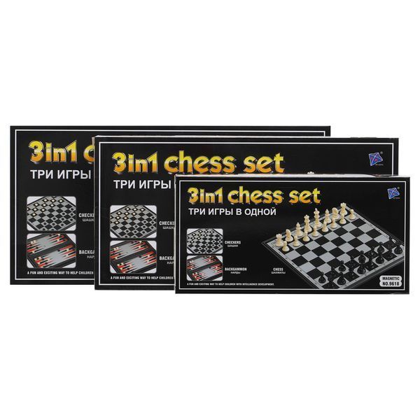 Набор настольных игр 3 в 1 на магнитнах SP-Sport 9618 размер 27см x 27см 9618 фото