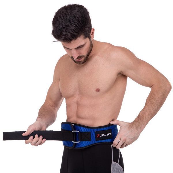 Пояс атлетический текстильный Zelart SB-165415 размер-XS-XXL спинка-16см размер XS-XXL синий SB-165415 фото