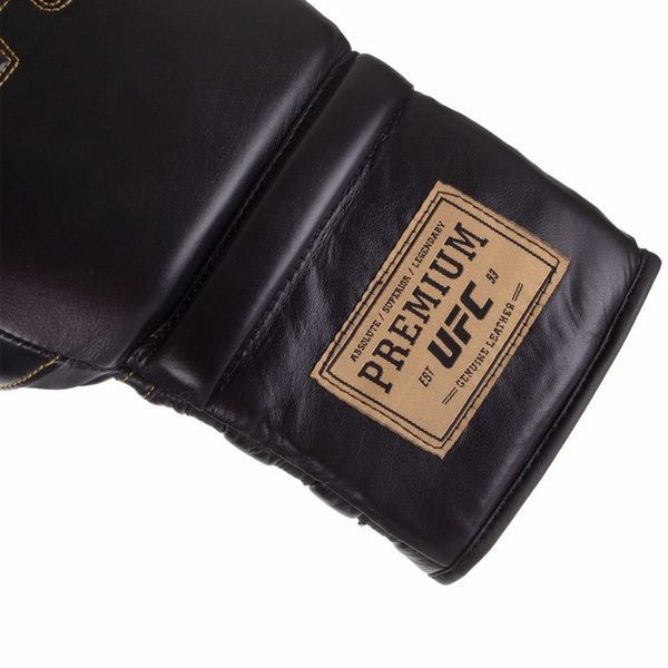 Перчатки боксерские на шнуровке кожаные UFC PRO Prem Lace Up UHK-75047 18унций черный UHK-75047 фото
