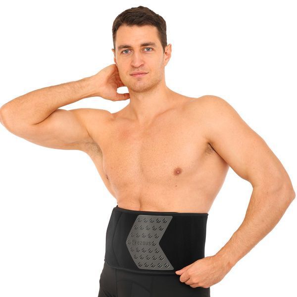 Пояс для тренажерного залу та схуднення SWEAT WAIST TRIMMER EZOUS O-13 розмір 126x20см чорний-сірий O-13 фото
