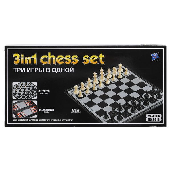 Набор настольных игр 3 в 1 на магнитнах SP-Sport 9618 размер 27см x 27см 9618 фото