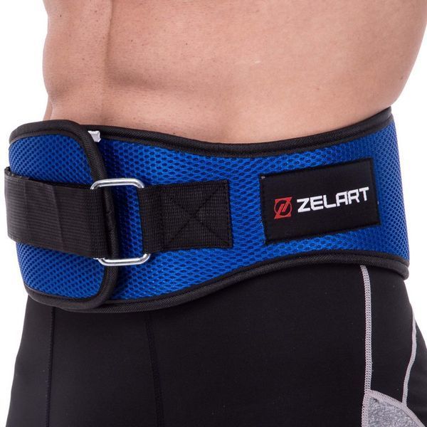 Пояс атлетический текстильный Zelart SB-165415 размер-XS-XXL спинка-16см размер XS-XXL синий SB-165415 фото