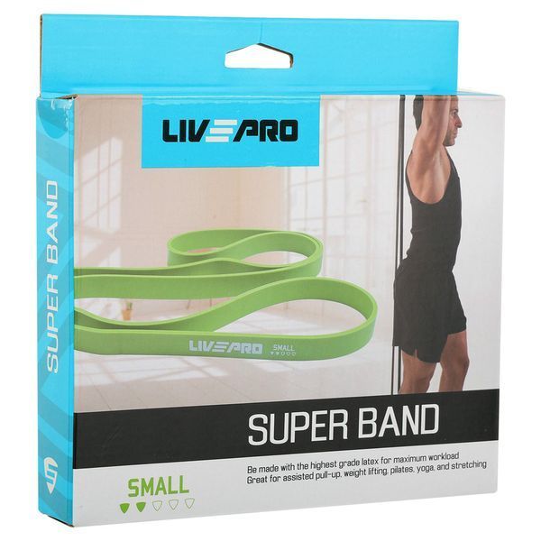 Резина петля для подтягиваний и тренировок лента силовая LiveUp SUPER BAND LP8410-S 11-29кг зеленый LP8410-S фото