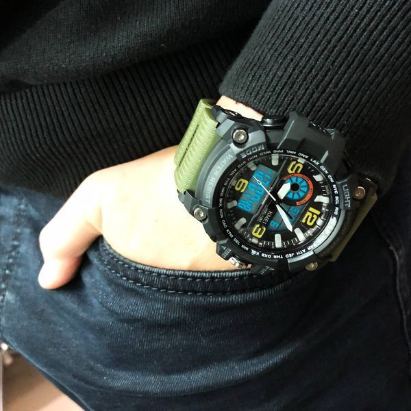 Часы наручные мужские SKMEI 1283AG ARMY GREEN, армейские часы противоударные. Цвет: зеленый ws28574 фото
