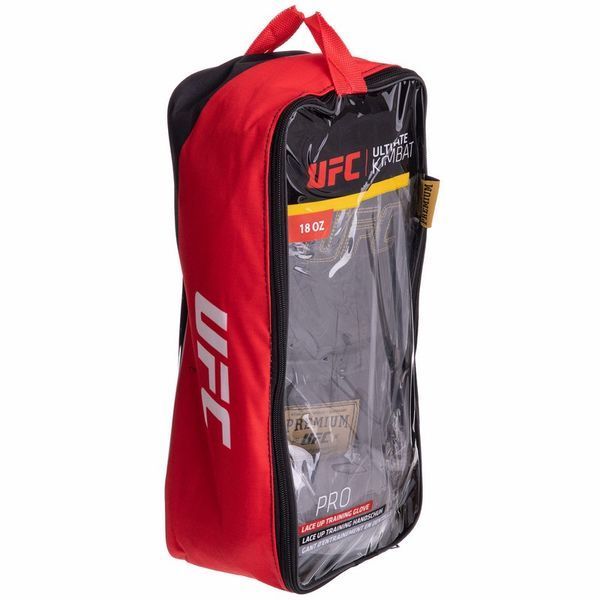 Перчатки боксерские на шнуровке кожаные UFC PRO Prem Lace Up UHK-75047 18унций черный UHK-75047 фото