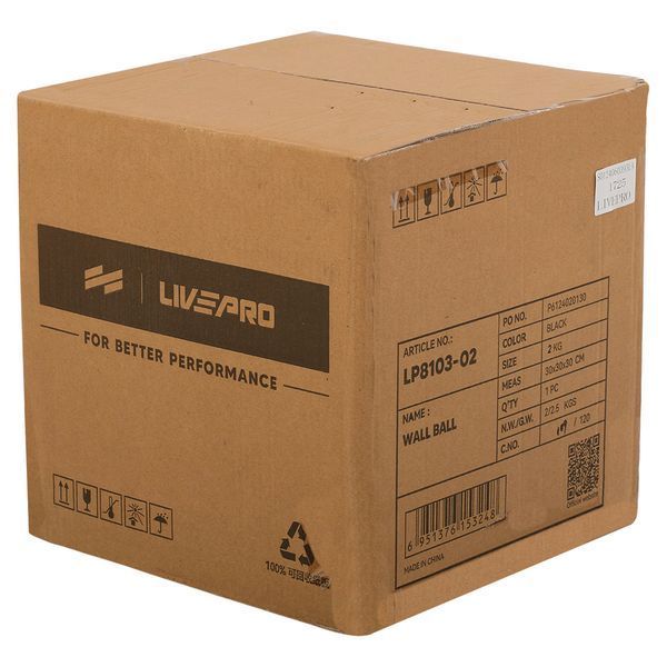 М'яч набивний медичний для кросфіту WALL BALL LiveUp LP8103-2 2кг чорний LP8103-2 фото