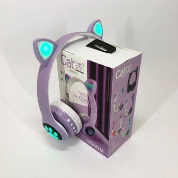 Беспроводные наушники с кошачьими ушками и RGB подсветкой Cat VZV 23M. Цвет: фиолетовый ws53257-4 фото