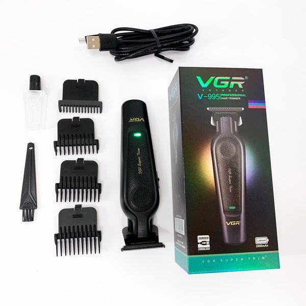 Акумуляторна машинка для стрижки VGR V-995 + 4 насадки, 2000 мАг, USB ws63998 фото