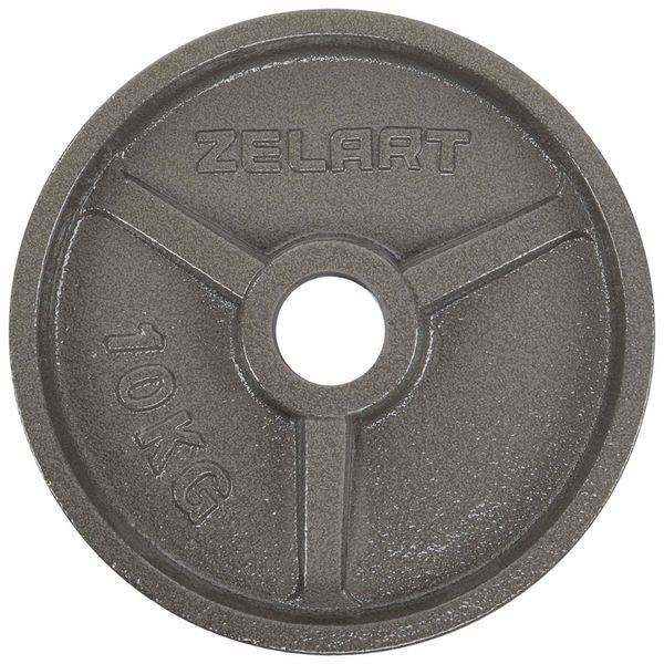Млинці диски сталеві пофарбовані Zelart TA-7792-10 52мм 10кг сірий TA-7792-10 фото