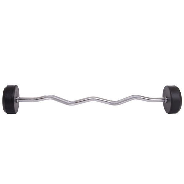 Штанга нерозбірна з фіксованою вагою вигнута гумова Zelart Rubber Coated Barbell TA-2687-25 довжина-95см 25кг чорний TA-2687-25 фото