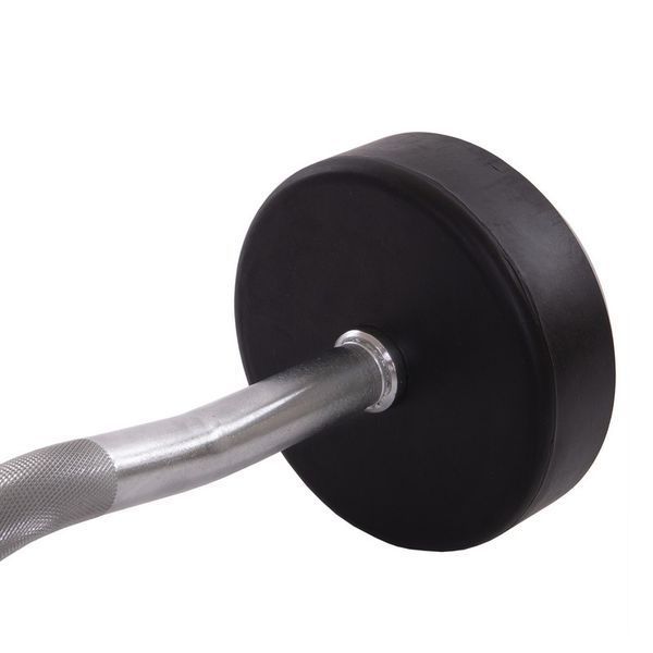 Штанга нерозбірна з фіксованою вагою вигнута гумова Zelart Rubber Coated Barbell TA-2687-25 довжина-95см 25кг чорний TA-2687-25 фото