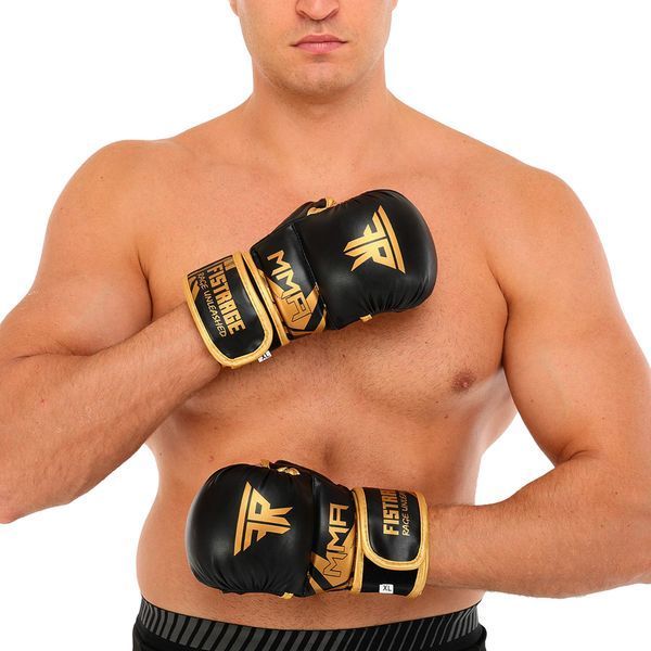 Перчатки Крабы спаринговые для MMA FISTRAGE VL-5521 S-XL черный-золотой M VL-5521 фото