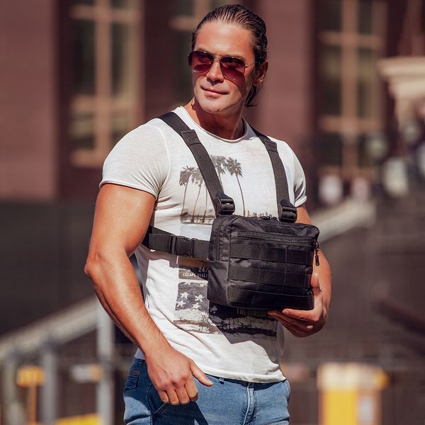 Тактическая нагрудная сумка с Cordura 1000D, мужская разгрузка черная ws92143 фото