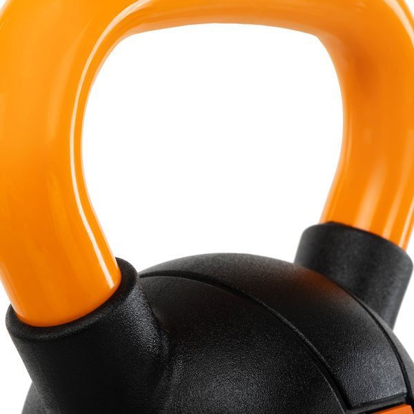 Гиря тренувальна цільна гумова з пофарбованою ручкою LiveUp Urethane competition kettlebell UAZE5336-6 вага 6кг чорний-помаранчевий UAZE5336-6 фото
