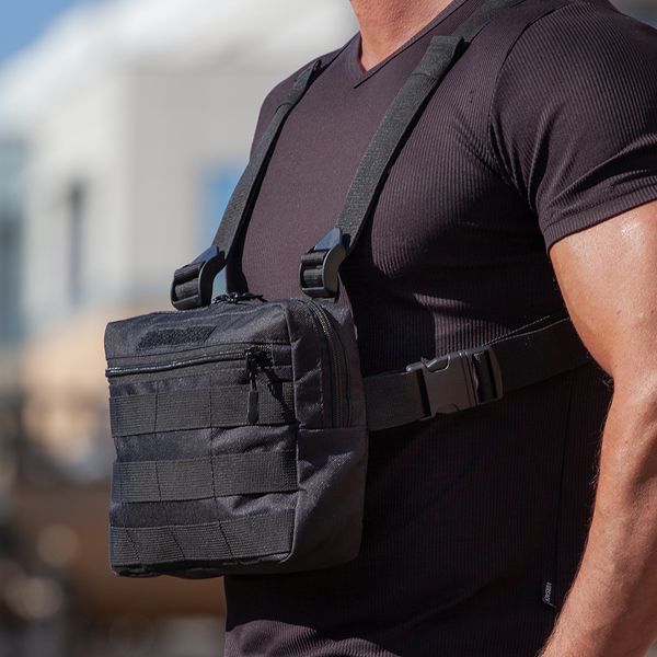 Тактическая нагрудная сумка с Cordura 1000D, мужская разгрузка черная ws92143 фото