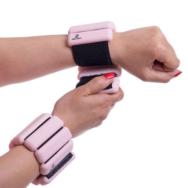 Обтяжувачі-браслети для рук ніг з силіконовим покриттям Zelart FITNESS BRACELETS FI-2237 2x0,5кг рожевий FI-2237 фото