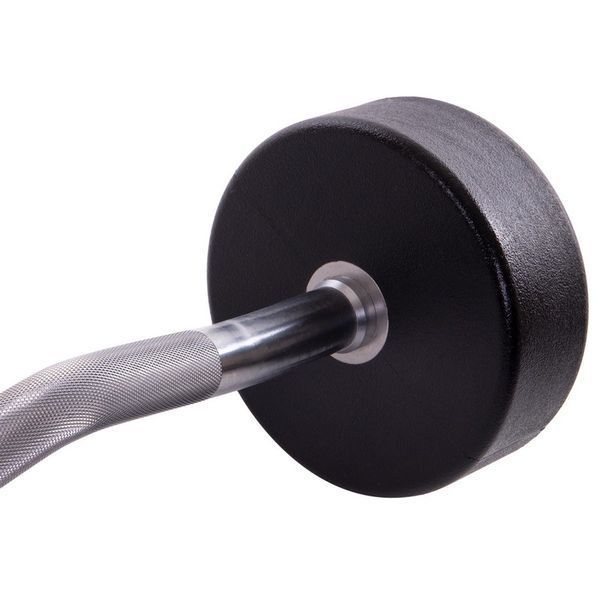 Штанга неразборная с фиксированным весом изогнутая полиуретановая Zelart Urethane Barbell TA-2690-35 длина-110см 35кг черный-салатовый TA-2690-35 фото