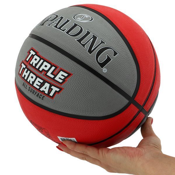 Мяч баскетбольный резиновый SPALDING TRIPLE THREAT 84546Z размер 7 серый-красный 84546Z фото