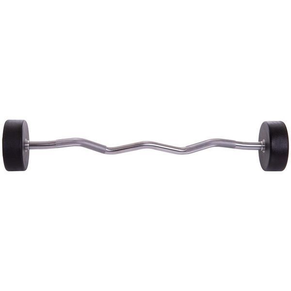 Штанга неразборная с фиксированным весом изогнутая полиуретановая Zelart Urethane Barbell TA-2690-35 длина-110см 35кг черный-салатовый TA-2690-35 фото