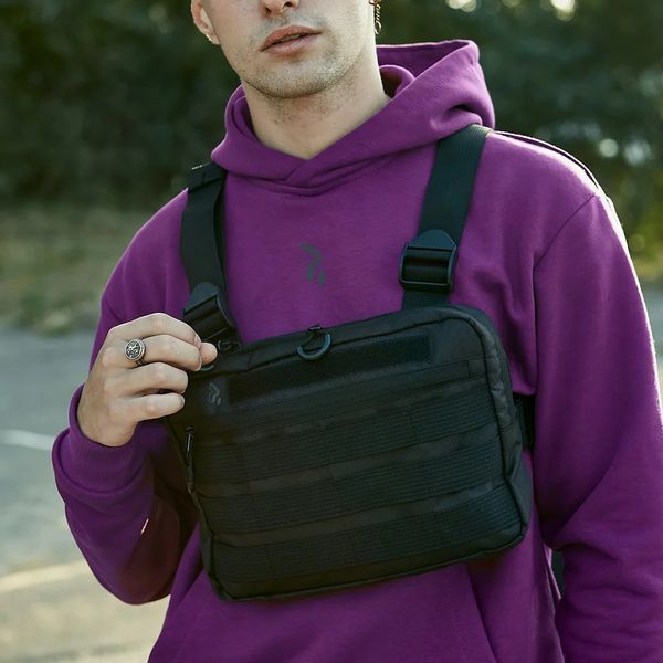 Тактическая нагрудная сумка с Cordura 1000D, мужская разгрузка черная ws92143 фото