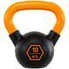 Гиря тренувальна цільна гумова з пофарбованою ручкою LiveUp Urethane competition kettlebell UAZE5336-10 вага 10кг чорний-помаранчевий UAZE5336-10 фото 1